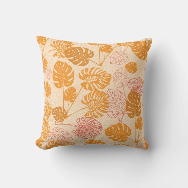 Coussin Feuilles de monastères tropicaux. dessin silhouett (Recto)