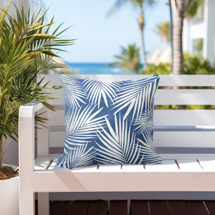 Coussin Feuilles de palme bleu tropical