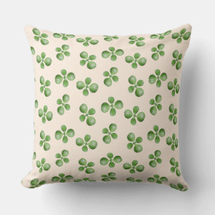 Coussin Feuilles de Succulente Vertes sur Beige Clair
