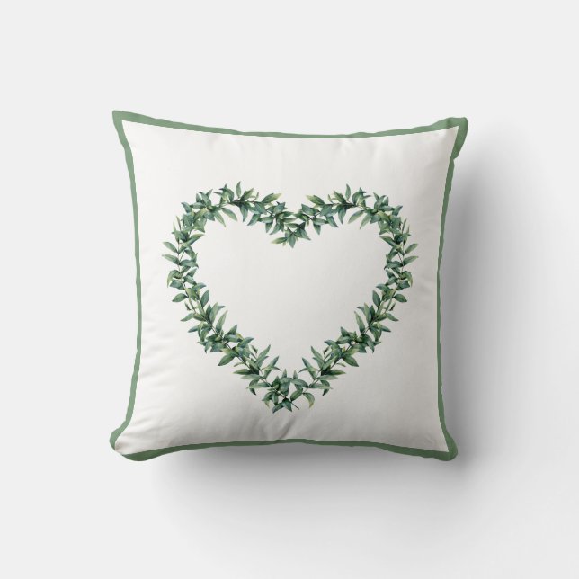 Coussin Feuilles de verdure botanique rustique Vert simple (Recto)
