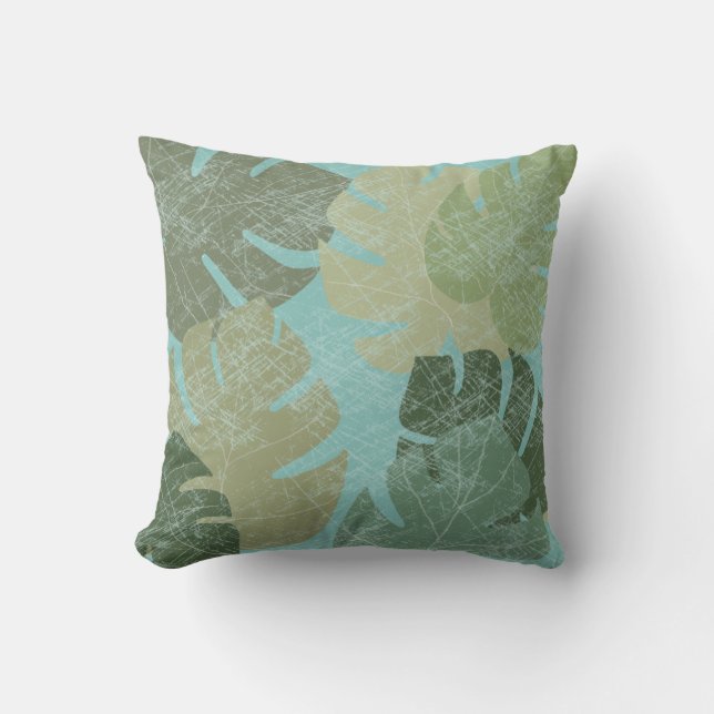 Coussin Feuilles dénaturés tropicaux (Recto)
