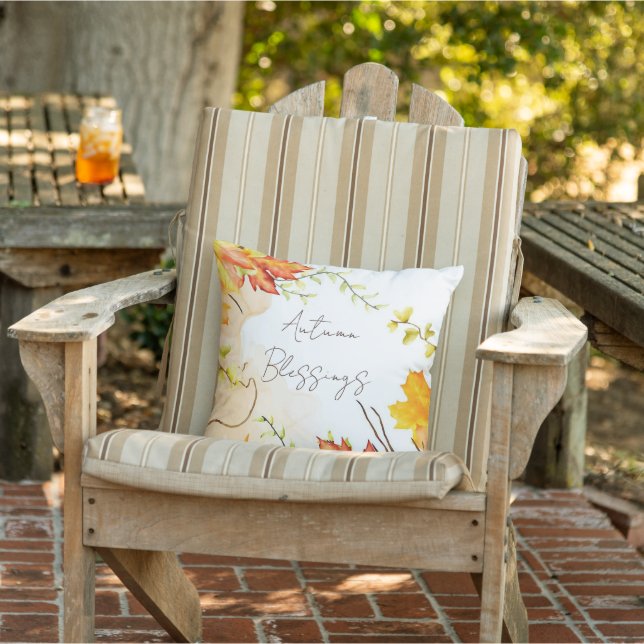 Coussin Feuilles d'érable d'automne avec texte personnalis (Chaise)