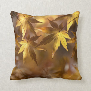 Coussin Feuilles d'érable d'automne jaune or