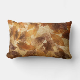 Coussin Feuilles d'or beige Brown Linge d'automne
