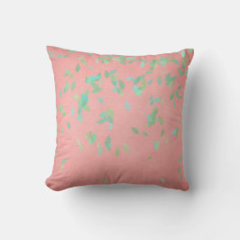 Coussin Feuilles d'or de corail rose Mint Green Pastel