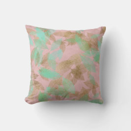 Coussin Feuilles d'or rose rose Mint Green Pastel