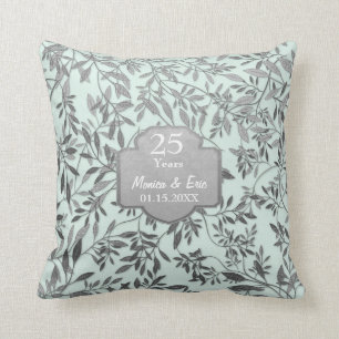 Coussin Feuilles du 25e anniversaire de Mariage d'argent