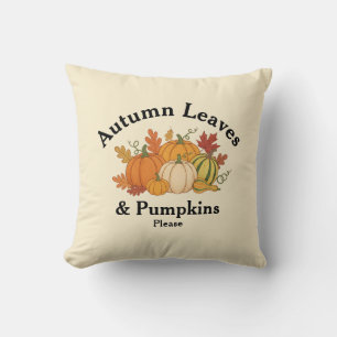 Coussin Feuilles et Citrouilles d'automne - Décor rustique