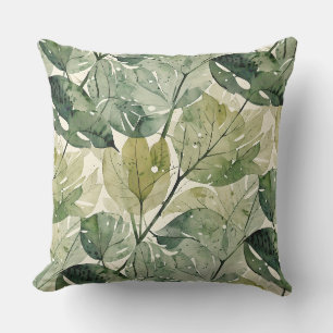 Coussin Feuilles forestiers verts stratifiés