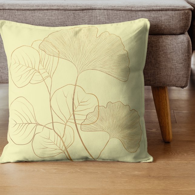 Coussin Feuilles Gold Gingko (Créateur téléchargé)