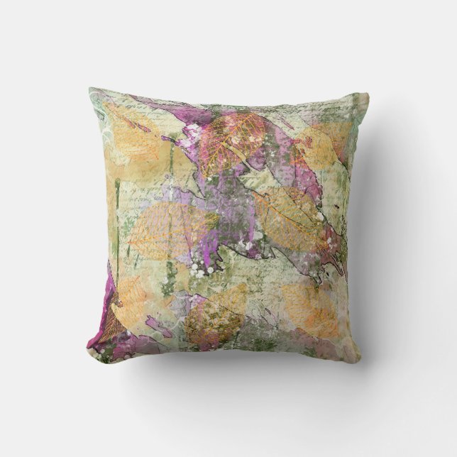 Coussin Feuilles Gold Orange Fall Leaf sur la page de déco (Recto)