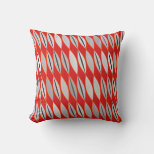 Coussin Feuilles Modernes de milieu de siècle, rouge foncé