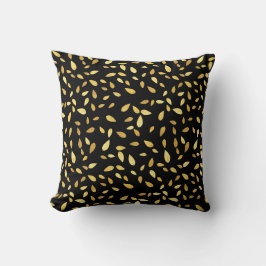 Coussin Feuilles modernes en noir et or Motif illustré