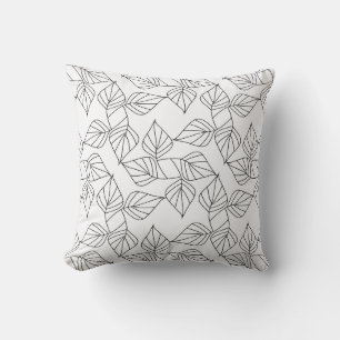 Coussin Feuilles noires et blanches.