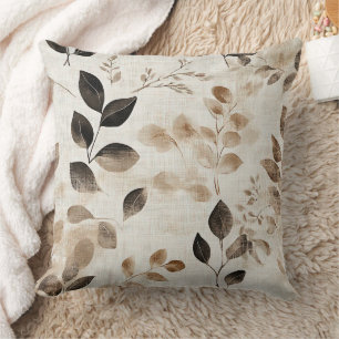 Coussin Feuilles Pressées Terreuses au Charme Intemporel