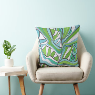 Coussin Feuilles psychédéliques de l'eau Expressionnisme b