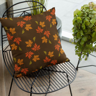 Coussin Feuilles Terracotta Automne Citrouille