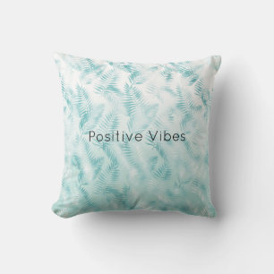 Coussin Feuilles tropicales ombrées aqua menthe    