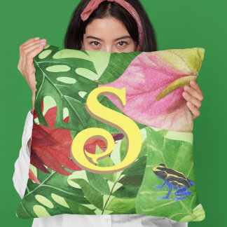 Coussin Feuilles tropicales personnalisées Crapaud de la j