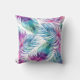Coussin Feuilles tropicaux de palmiers, aquarelle motifs f