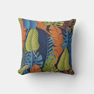 Coussin Feuilles tropicaux, motif sans couture fleurie.