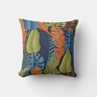 Coussin Feuilles tropicaux, motif sans couture fleurie.
