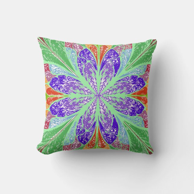 Coussin Feuilles vert clair réversible (Recto)
