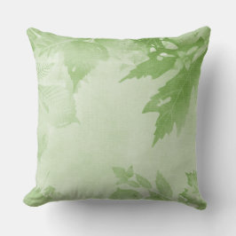 COUSSIN FEUILLES VERTES D'AUTOMNE PASTEL