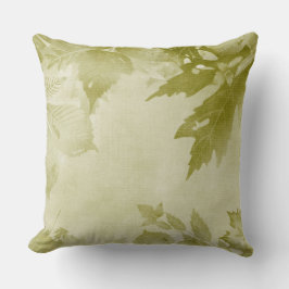 COUSSIN FEUILLES VERTES D'AUTOMNE PASTEL