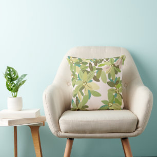 Coussin Feuilles Vertes Peintes Art Botanique de Verdure