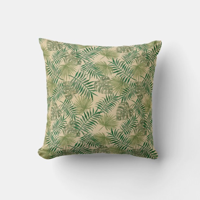 Coussin Feuilles verts de Cream tropical       (Recto)