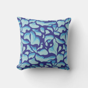 Coussin Feuilles Volantes Motif de Feuille Bleue