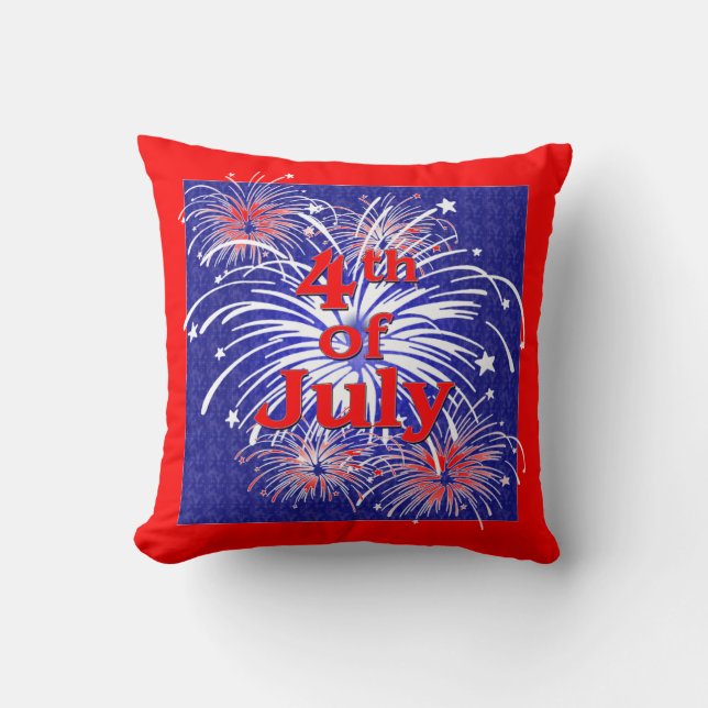 Coussin Feux d'artifice de rouge, de blanc et de bleu 4 (Recto)