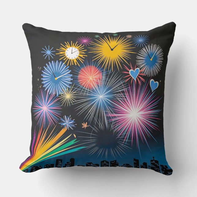 Coussin Feux d'artifice qui tic-tac (Recto)