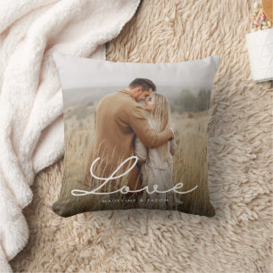 Coussin Fiançailles moderne Photo Calligraphie Amour