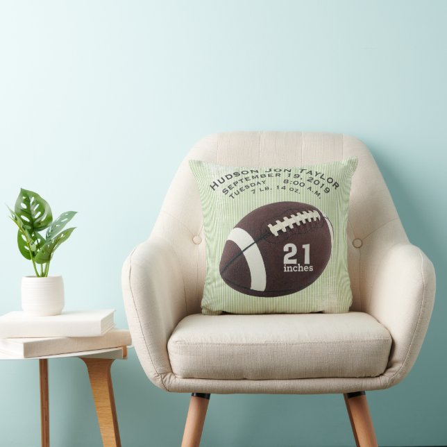Coussin Fiche de naissance des garçons de football Green S (Chaise)