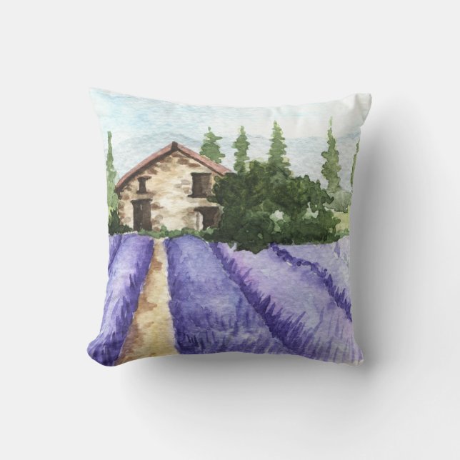 Coussin Fields French Country Decor Lavender (Recto)