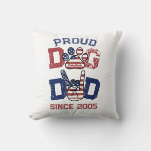 Coussin Fier American USA Pet Dog Papa Lover US Drapeau