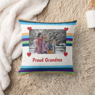 Coussin Fier grand-mère Aimer Bandes Photo Couleur Faites 