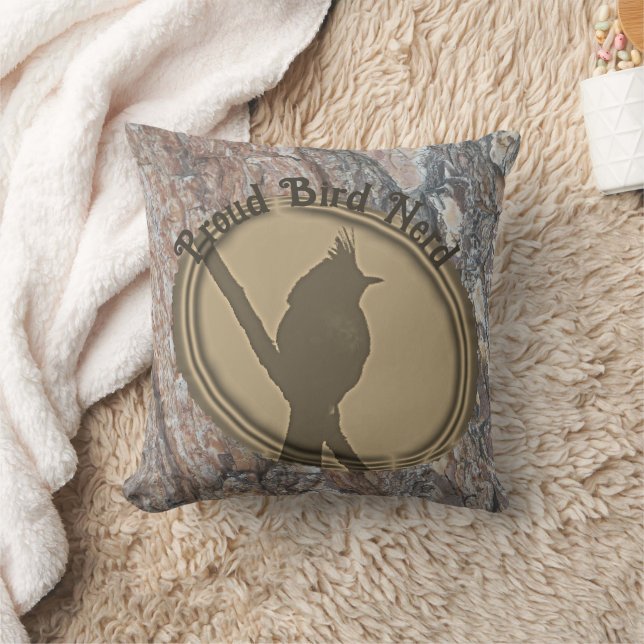 Coussin Fier Oiseau Nerd Silhouette Rustique Forêt Abstrai (Couverture)