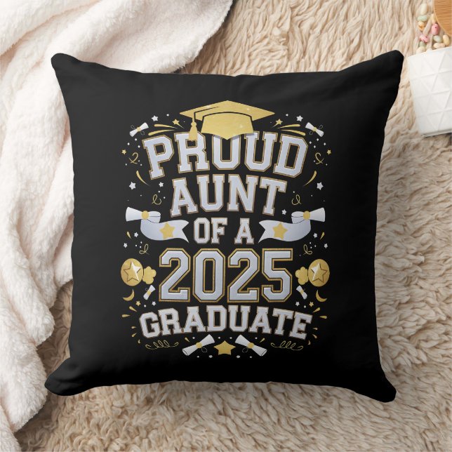 Coussin Fier Tante D'Une Famille De Diplômés De 2025 (Couverture)