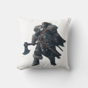 Coussin Fierce Barbarian Warrior avec l'Ancien Ax