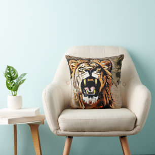 Coussin Fierce Majestic Lion - Roi Des Bêtes
