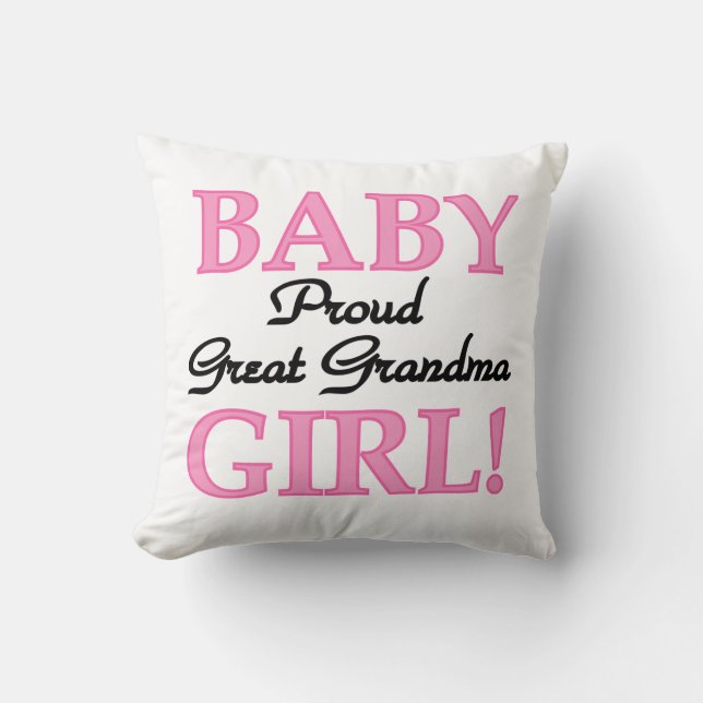Coussin Fière grand grand grand-mère bébé cadeaux de fille (Recto)