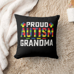 Coussin Fière grand-mère autiste de sensibilisation à la f