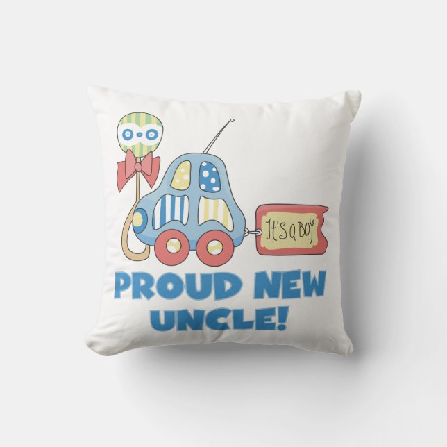 Coussin Fière nouvelle voiture oncle C'est un garçon cadea (Recto)