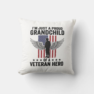 Coussin Fière petite-fille d'un héros vétéran Design patri