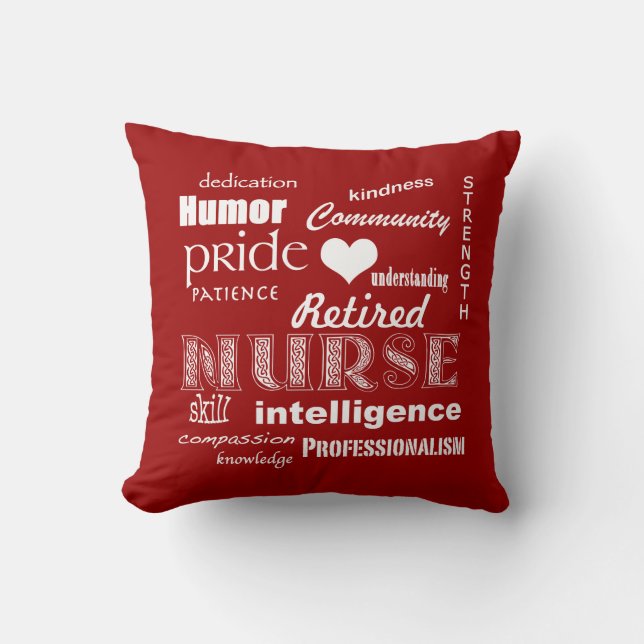 Coussin Fierté-Attributs retirés d'infirmière+Coeur (Recto)