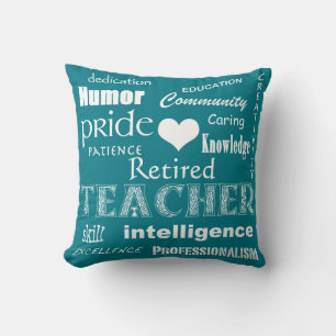 Coussin Fierté de l'enseignant retraité - Coeur blanc+Pers