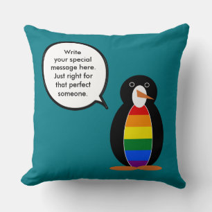 Coussin Fierté Gay Mme Pingouin Personnalisée